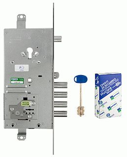 Замок врезной MOTTURA двухсистемный 54.J939M My Key S левый (уст.ключ), перекод. с торца, кл. 50 мм