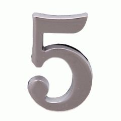 Цифра дверная Аллюр "5" на клеевой основе хром