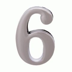 Цифра дверная Аллюр "6" на клеевой основе хром